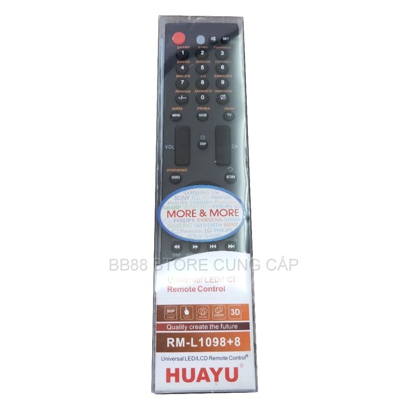 Điều khiển đa năng mọi loại tivi Sharp Sony Panasonic Sanyo Hitachi Toshiba Philips LG Samsung Huayu RML1098+8