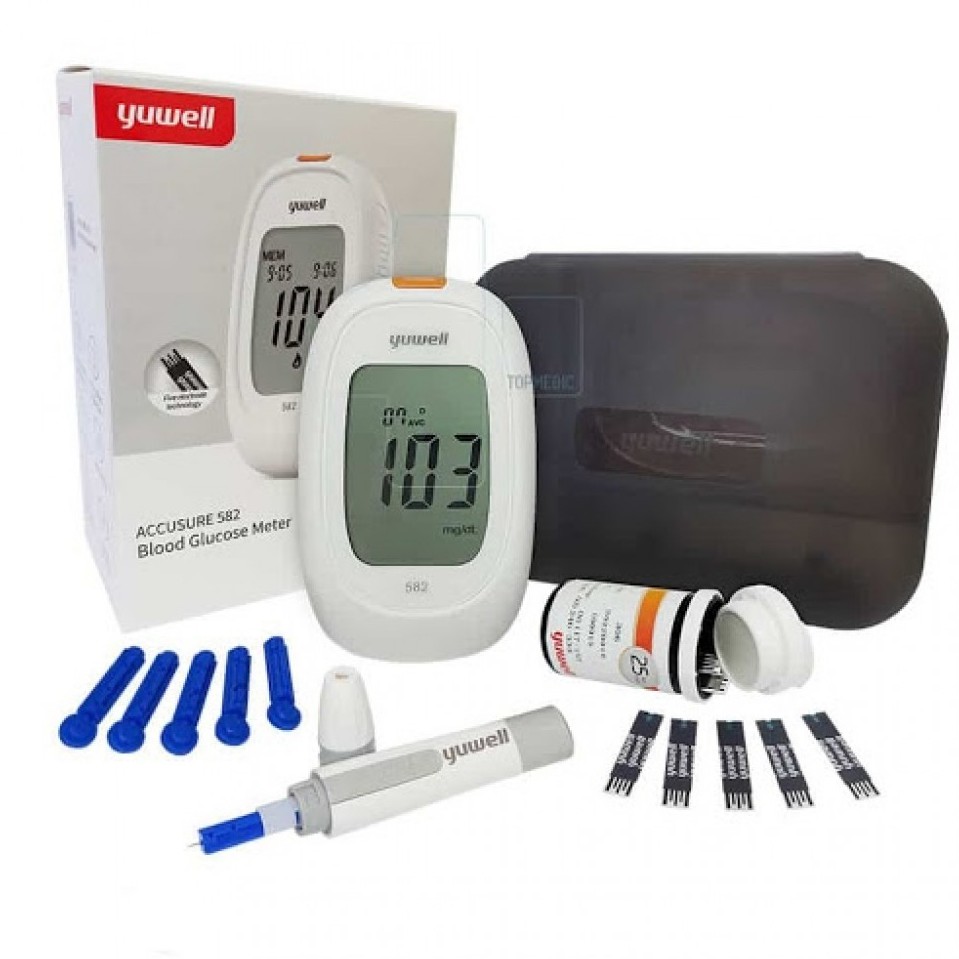 Máy Đo Đường Huyết Yuwell 582 - Tặng Kèm 50 Kim + 50 Que Lấy Máu