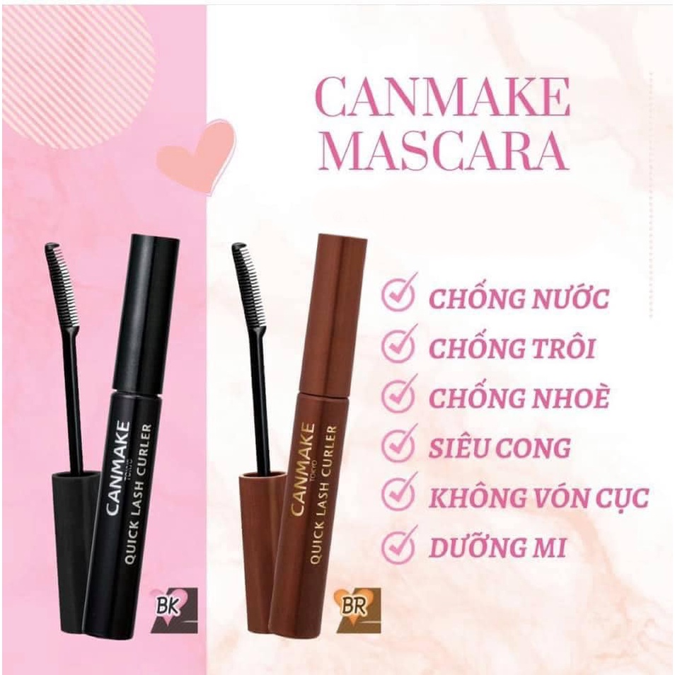 Mascara Canmake Quick Lash Curler - Chuốt mi dài cong, chống thấm nước, không nhoè, lâu trôi