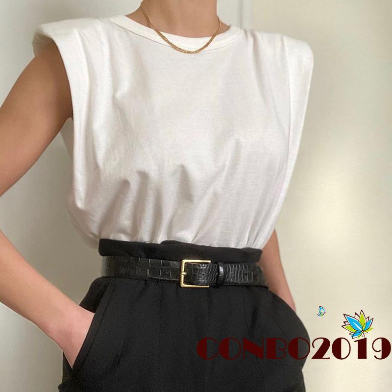 Áo Thun Không Tay Cổ Tròn Màu Trơn Thời Trang Cho Nữ