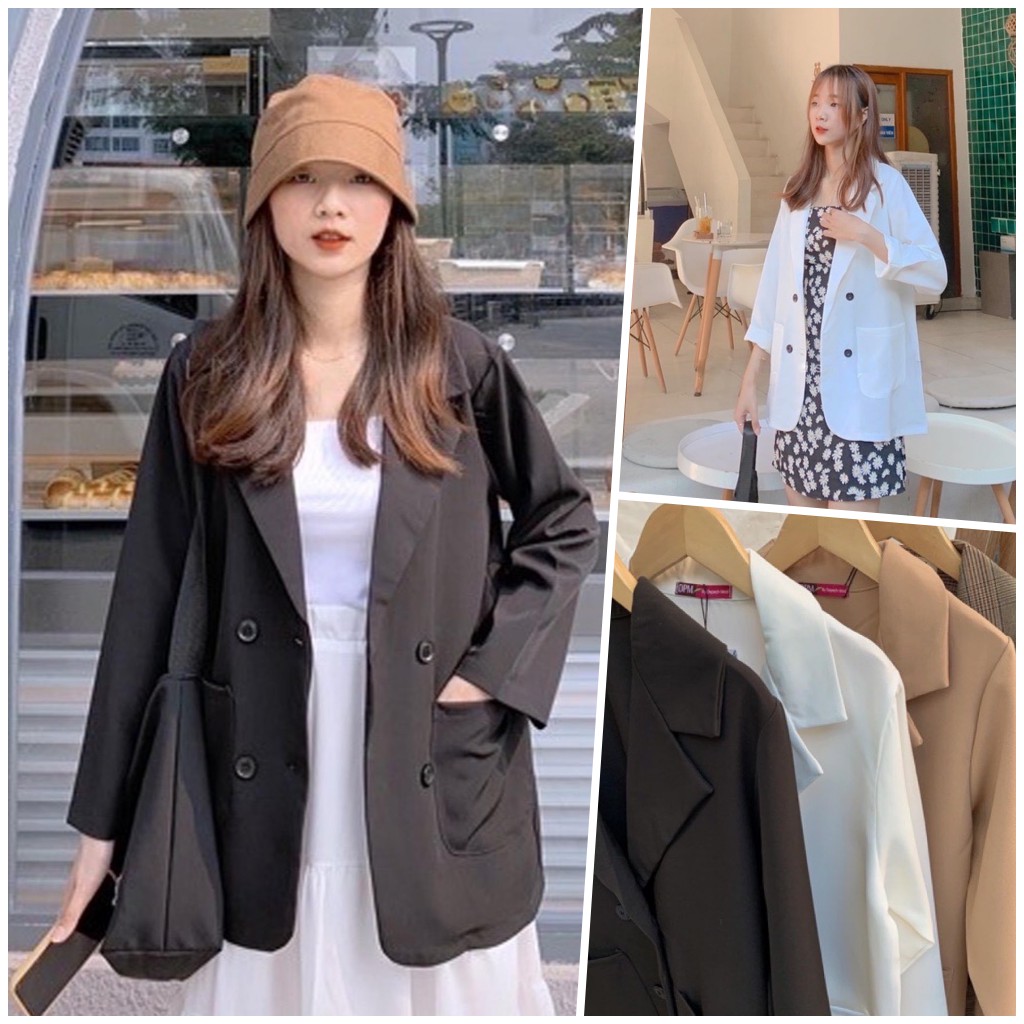 Áo Blazer nữ màu đen, áo vest tay dài trơn siêu hot 2020 | BigBuy360 - bigbuy360.vn