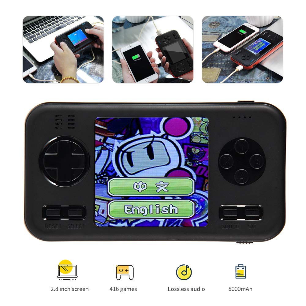Máy Chơi Game Phiên Bản 2020 - Máy Chơi Game Mini 416 in 1 Kiêm Sạc Pin Dự Phòng Cho Điện Thoại - Trở Về Tuổi Thơ
