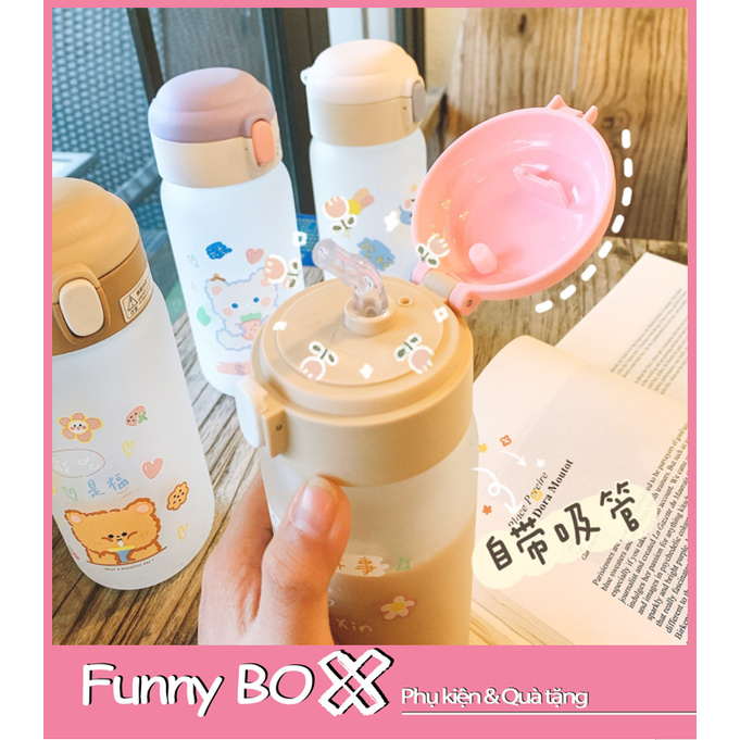 Bình nước thủy tinh cao cấp, có ống hút [FREESHIP] Tiện lợi khi mang theo, màu sắc dễ thương | BigBuy360 - bigbuy360.vn