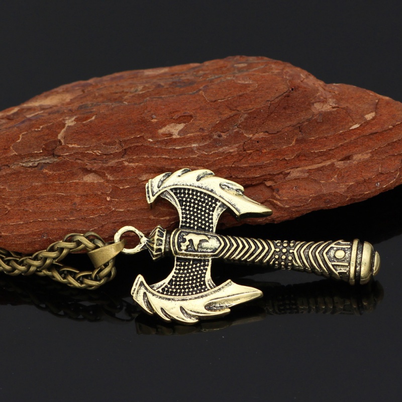 Vòng cổ Mặt Hình Rune Axe Phong Cách Retro Thời Trang Cho Nam