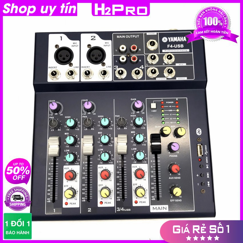 [RẺ VÔ ĐỊCH] Mixer Yamaha F4-USB H2Pro Bluetooth-4 Kênh, bộ trộn âm thanh Mixer F4 Bluetooth chất lượng cao