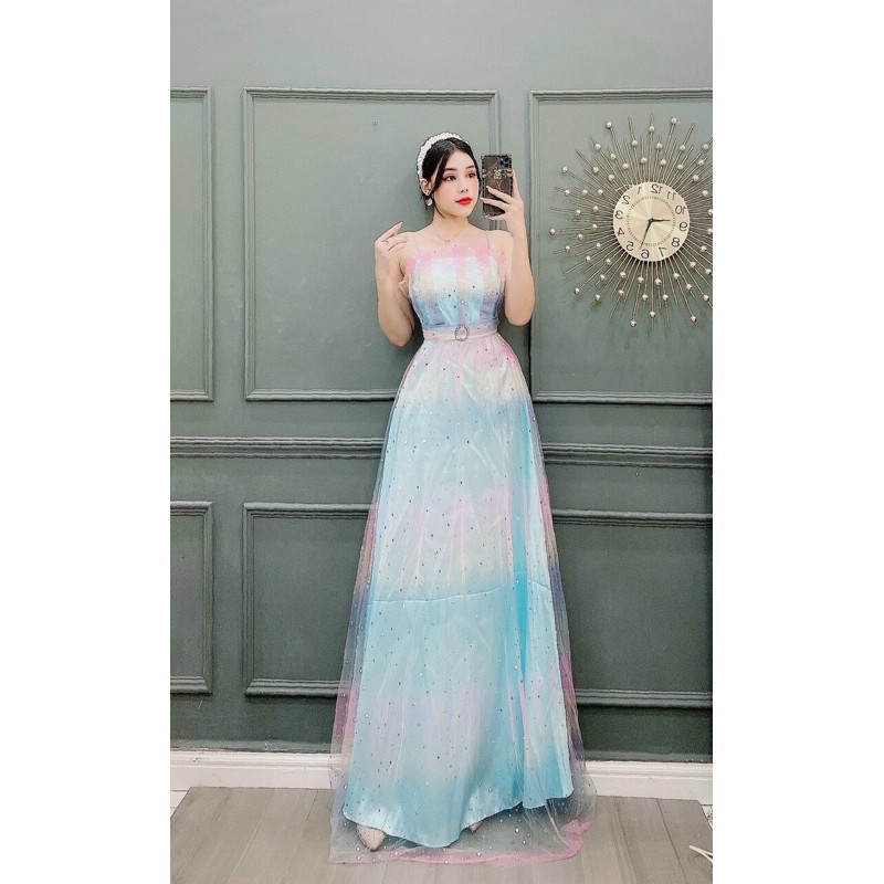 ĐẦM LƯỚI CẦU VỒNG 2 DÂY KHOEN EO HOA CÚC