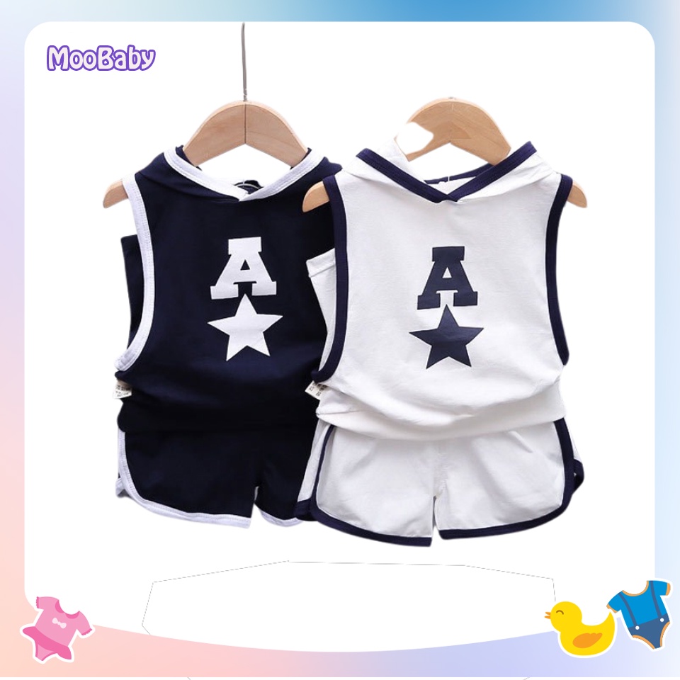 Đồ Bộ Cho Bé Trai Bộ Sát Nách In Chữ A Ngôi Sao Chất Cotton Cao Cấp - Moobaby shop