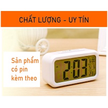 Đồng Hồ để bàn có Báo Thức Điện Tử - Màn Hình LCD - có thể hiện Lịch và Nhiệt Độ (kèm 3pin AAA xịn)