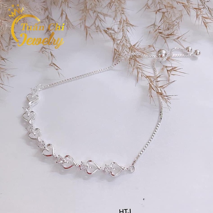 ♥️MẪU MỚI♥️ Lắc Tay Nữ Bạc Cao Cấp, Kiểu Dáng Dây Rút Chỉnh Cỡ Tiện Lợi