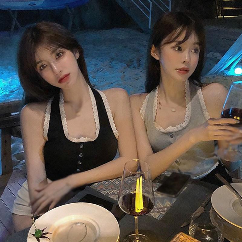 Áo Lửng Hai Dây Phối Ren Quyến Rũ Dành Cho Nữ