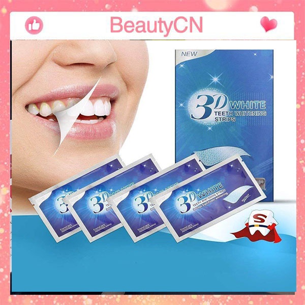 Full hộp 7 cặp - 14 miếng dán trắng răng 3D White Teeth Whitening Strips