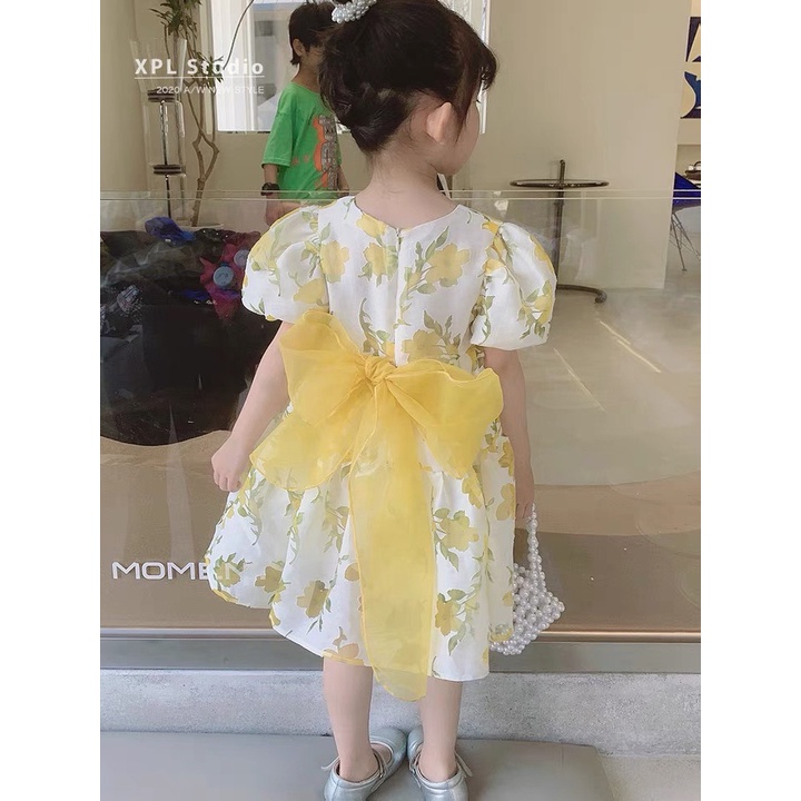 Váy bé gái, váy tiểu thư hoa nổi chất tơ từ 8-21kg