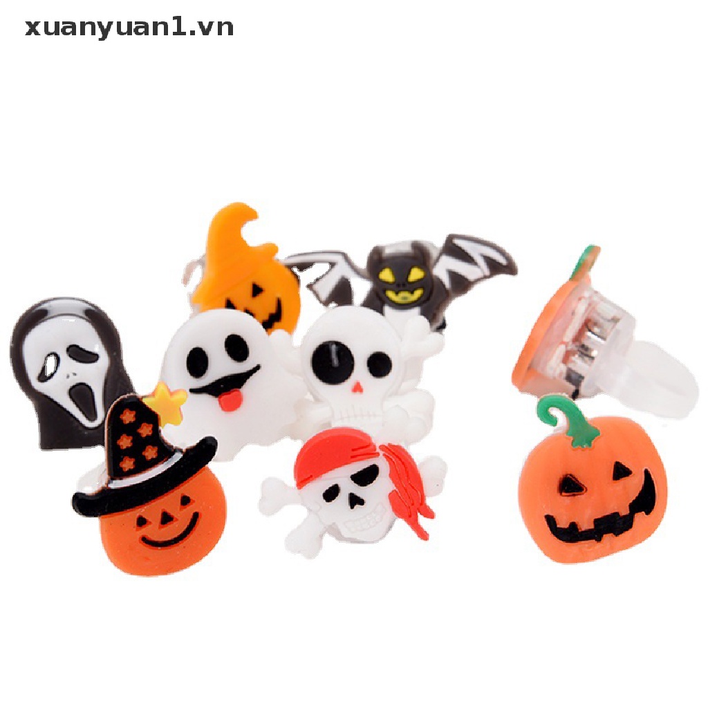 Set 10 Nhẫn Đeo Tay Phát Sáng Trong Đêm Halloween Độc Đáo