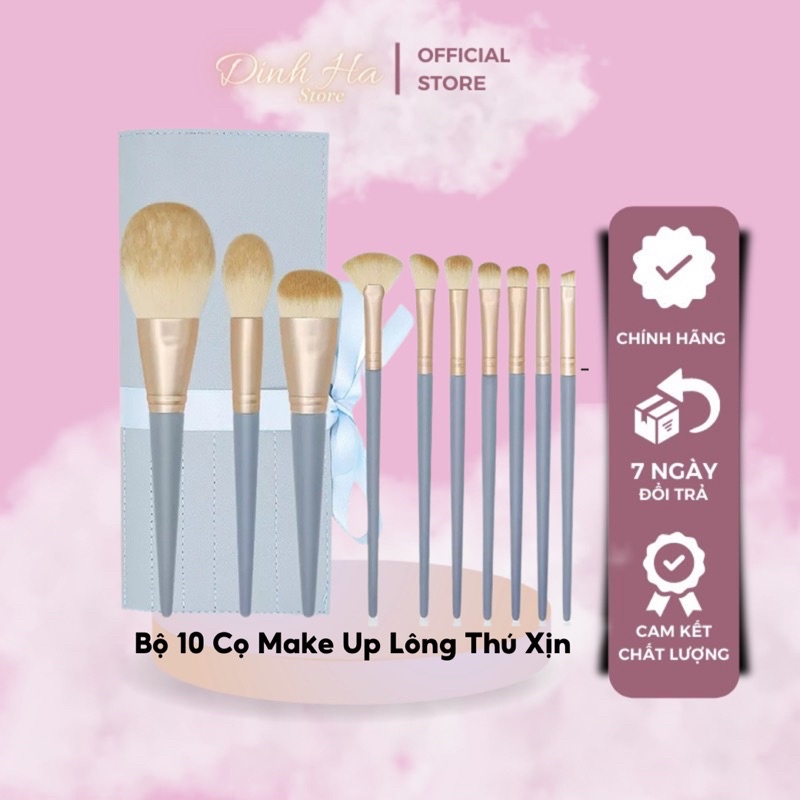 Bộ Cọ Make Up Cá Nhân Siêu Hot Lông Thú Mềm Mịn Chuẩn Chính Hãng-10 Cọ Kèm Túi Đựng
