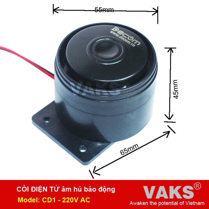 Bộ 2 cái Còi điện tử hú báo động dùng điện 220V AC (Đen)