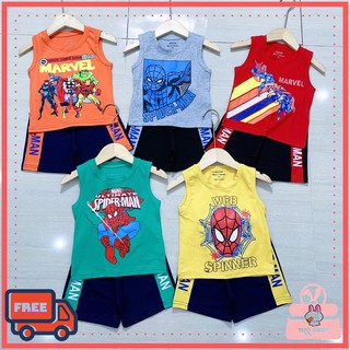 Bộ ba lỗ nhỡ vải cotton mềm mát in hình siêu nhân cho bé trai size từ10kg- 25kg| set siêu nhân ba lỗ size nhỡ