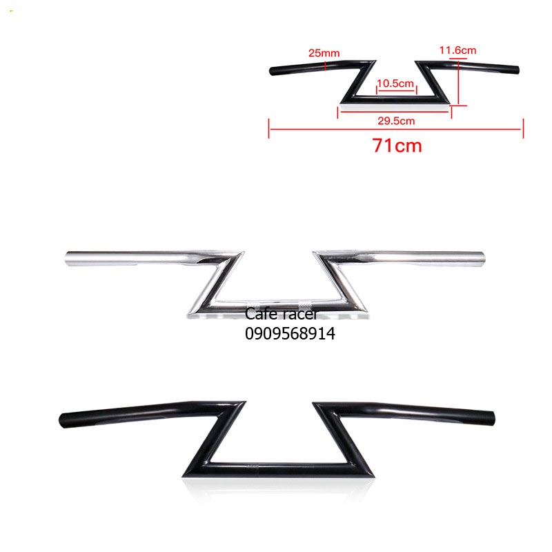 Ghi đông chữ Z loại 25mm dùng cho Honda reblet 300 Harley X48 883  XL1200