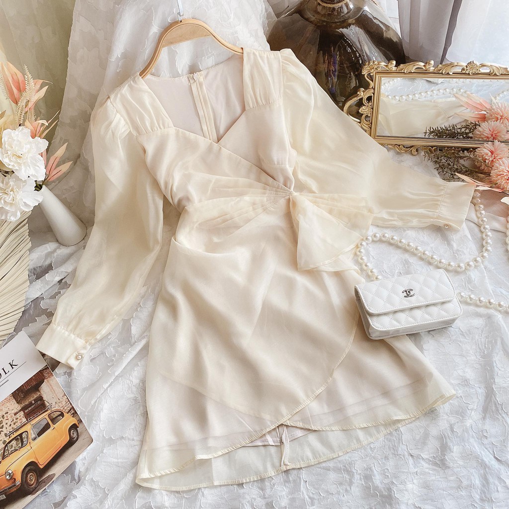 [Mã SKAMA06 giảm 8% tối đa 50K đơn 250K] ĐẦM NUDE CỔ ĐẮP XOẮN XẾP LY HÔNG | BigBuy360 - bigbuy360.vn