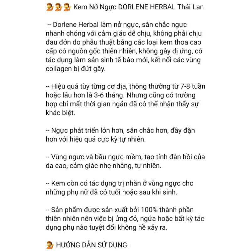 Kem Nở Ngực DORLENE HERBAL Thái Lan