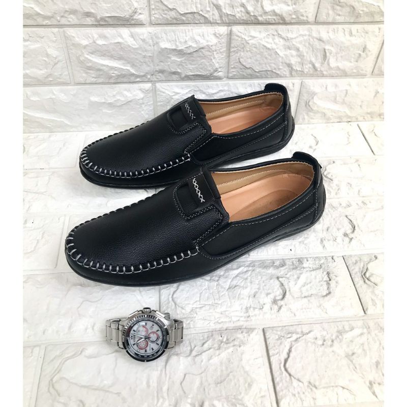 Giày mọi nam da mềm, kiểu dáng đẹp, mã GM03, size từ 38-43, màu đen, mẩu mới nhất thị trường