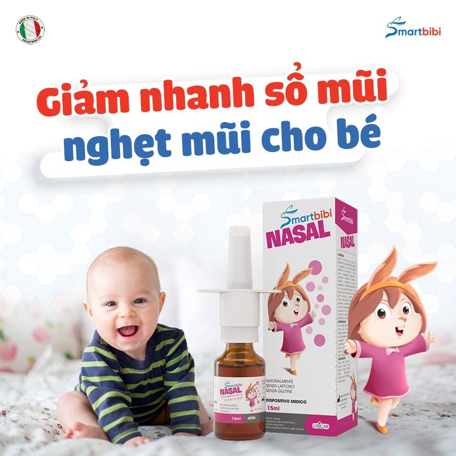 Xịt Mũi Smartbibi Nasal Giúp Làm Sạch Mũi, Hỗ Trợ Viêm Xoang, Viêm Mũi Họng Cho Bé 15ml