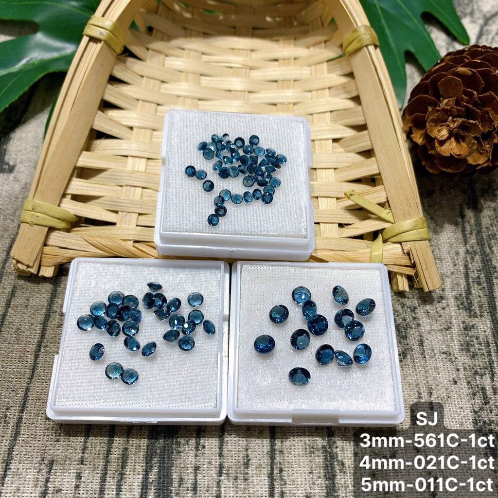 Mặt Đá Topaz London Xanh Tròn Đủ Size Nhỏ