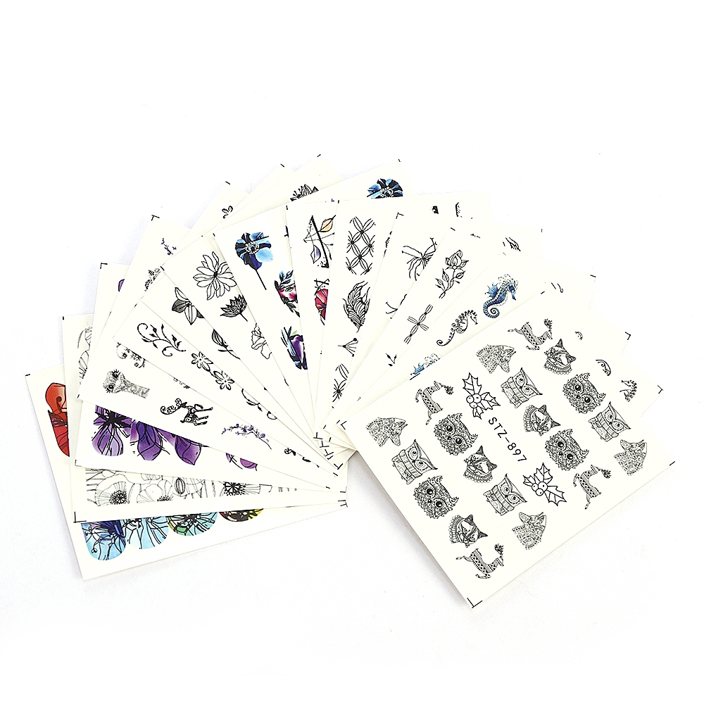 [Hàng mới về] Bộ 14 tấm hình dán họa tiết hoa bướm 3D đa dạng trang trí móng tay nghệ thuật