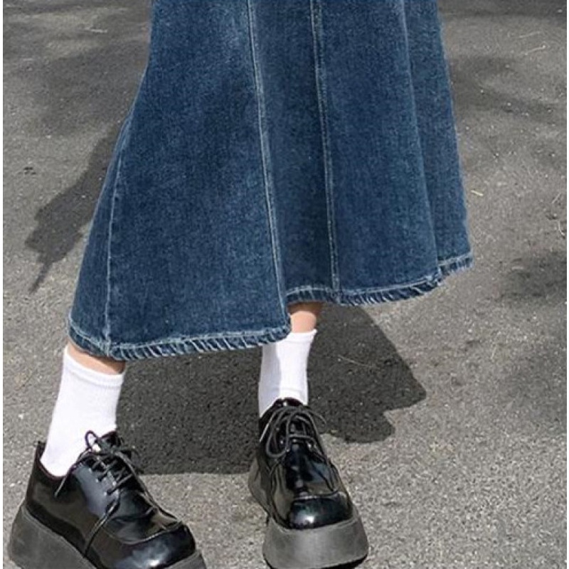 Chân Váy Denim Chữ A Lưng Cao Thời Trang Mùa Hè Dễ Phối Đồ Cho Nữ