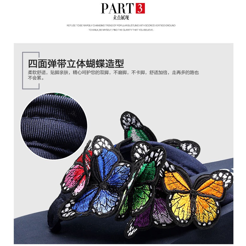 Dép làm bằng tay thời trang Hàn Quốc, dép bướm và dép đi trong nhà, giày đi biển thông thường chống trượt, dép xỏ ngón đế dày