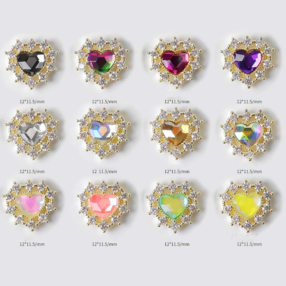 [Hàng mới về] Phụ kiện đá zircon trang trí móng tay nghệ thuật thủ công hình trái tim kiểu Nhật thời trang sang trọng