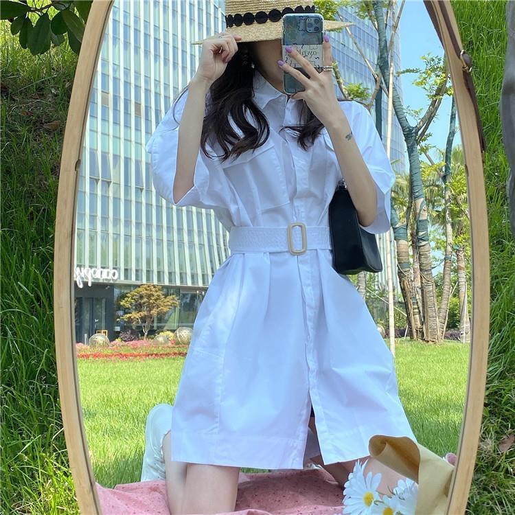 Đầm Sơ Mi Dáng Rộng Chiết Eo Phong Cách Hàn Quốc Thời Trang Mùa Hè Hàng Mới Dành Cho Bạn Nữ