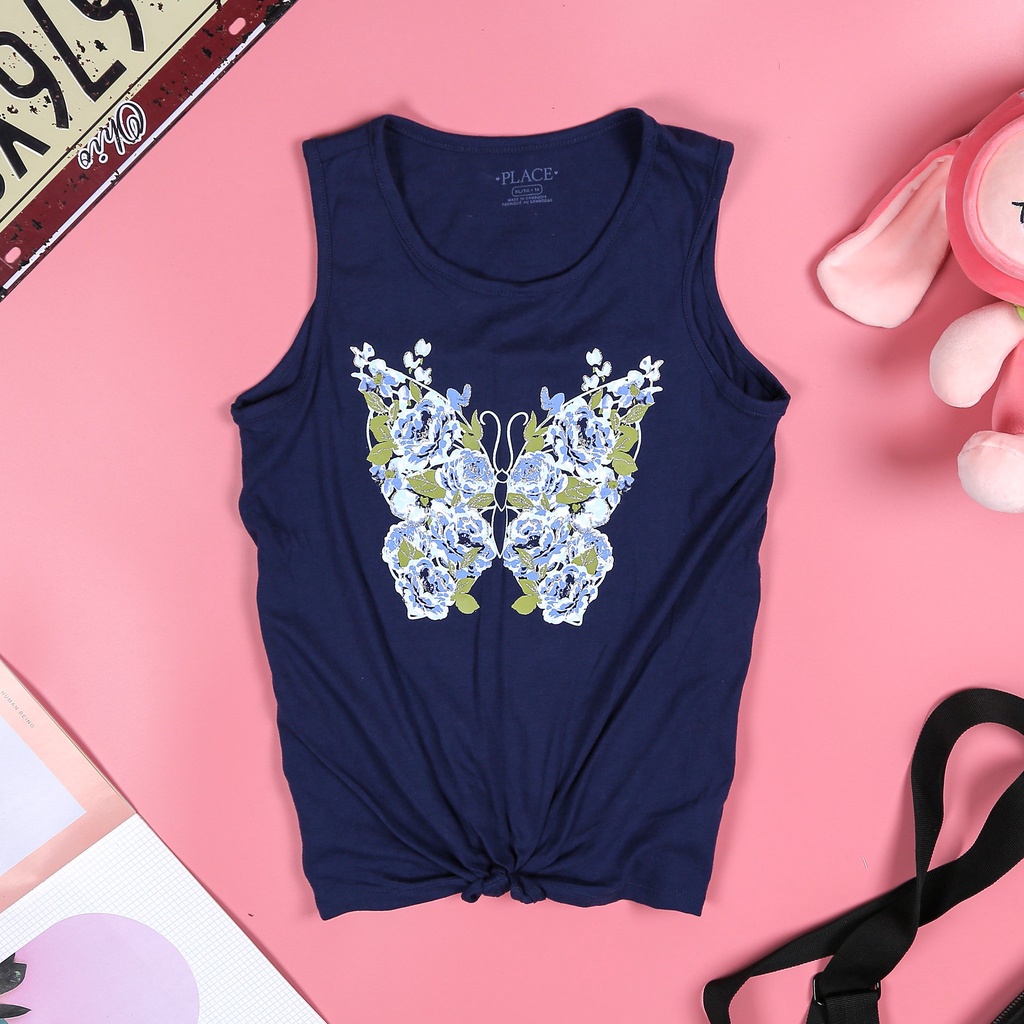 Áo thun bé gái size đại áo sát nách Place thun cotton vnxk