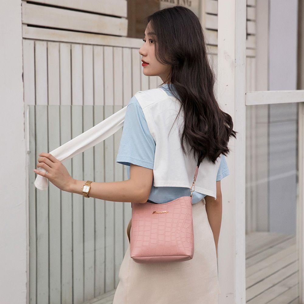 YNATURAL Small Female Shoulder Bag PU Leather Ladies Crossbody Bucket Women Messenger Bag Purse Fashion Crocodile Trend Casual Handbags/Multicolor