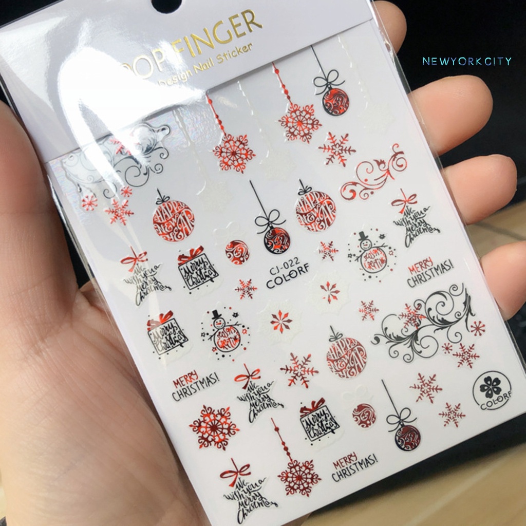 Miếng Dán Trang Trí Móng Tay Hình Bông Tuyết Giáng Sinh Ba Chiều Siêu Mỏng DIY