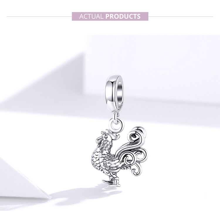 Hạt charm Bamoer SCC1337 bạc 925 hình con gà làm đồ trang sức thời trang