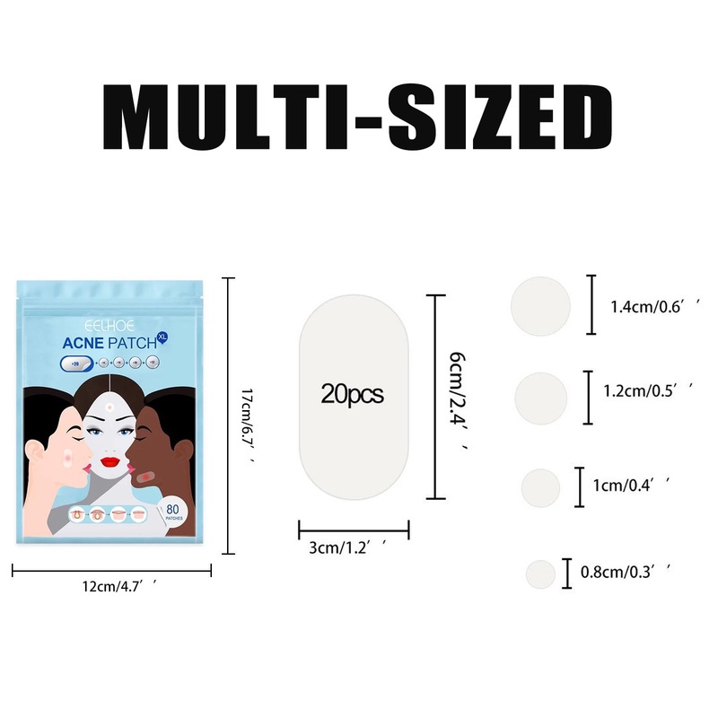 Miếng Dán Hỗ Trợ Giảm Mụn Vô Hình / Nhiều Kích Thước / Chống Thấm Nước Cải Thiện Tình Trạng Mụn Mặt