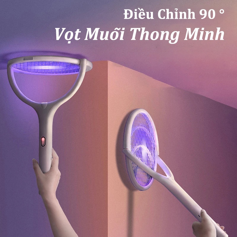 Vợt muỗi tự động đèn bắt muỗi thông minh 5 Trong 1 thể được xoay 3500V vợt bắt muỗi thông minh cao cấp để bàn