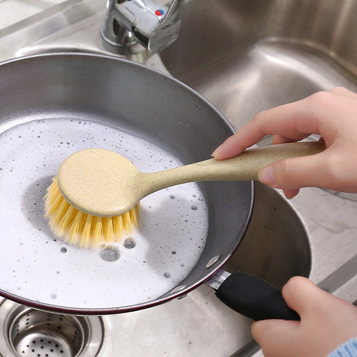 Dụng cụ vệ sinh đồ dùng nhà bếp cán dài bằng nhựa lúa mì (MS1)