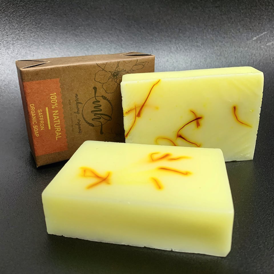 Xà Bông Xà Phòng Saffron Nhụy Hoa Nghệ Tây Trắng Da Mờ Thâm Giảm Mụn