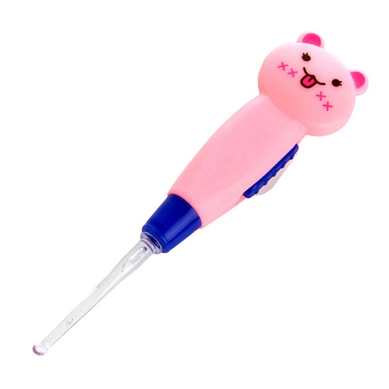 Cây lấy ráy tai cho bé an toàn, đồ lấy ráy tai nhựa trong suốt có đèn sáng hình hoạt hình dễ thương