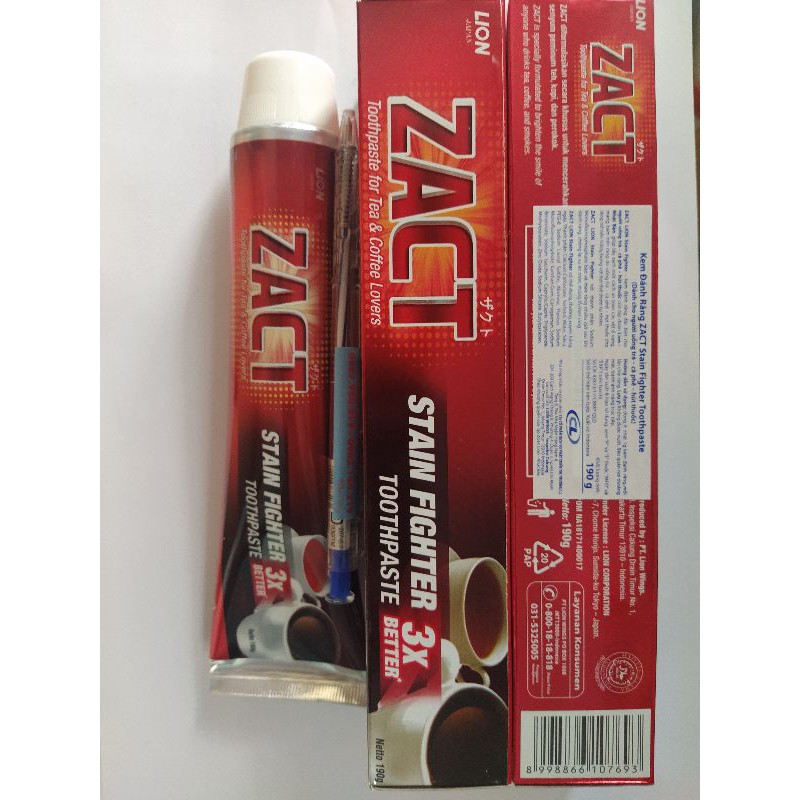 Combo 2 tuýp kem đánh răng Zact 190g (Lion) nhập khẩu