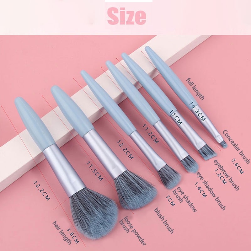 Set 6 Cọ Trang Điểm Phấn Mắt Má Hồng Lông Mềm Kích Thước Nhỏ Gọn