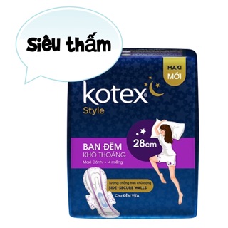 Gói 4 miếng băng vệ sinh Kotex bán đêm 28cm