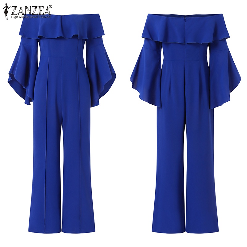 Áo liền quần ZANZEA tay lỡ 3 / 4 trễ vai phong cách châu Âu dành cho nữ