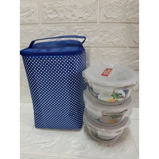 Túi giữ nhiệt chấm bi 2 lớp