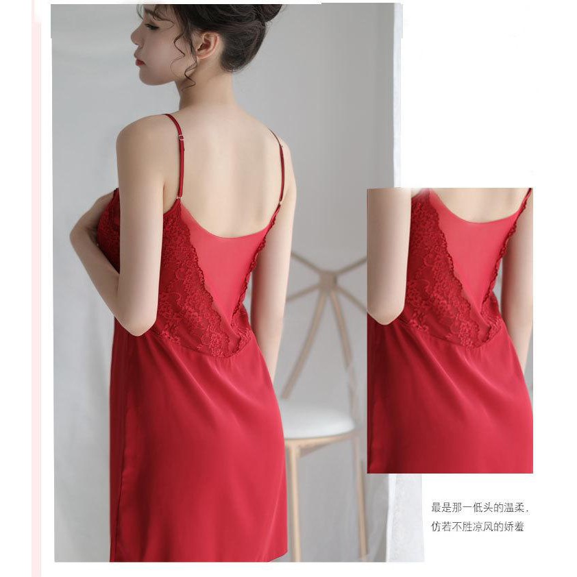 Váy ngủ phối ren ov01 , chất lụa kết hợp với phối ren phần ngực , sexy , gợi cảm, hấp dẫn
