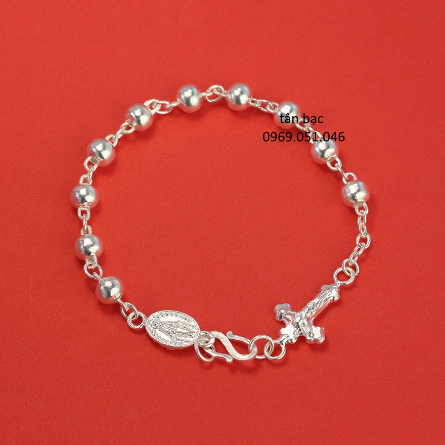 lắc tay thánh giá , bạc ta , hàng cao cấp , dày dặn , sáng bóng