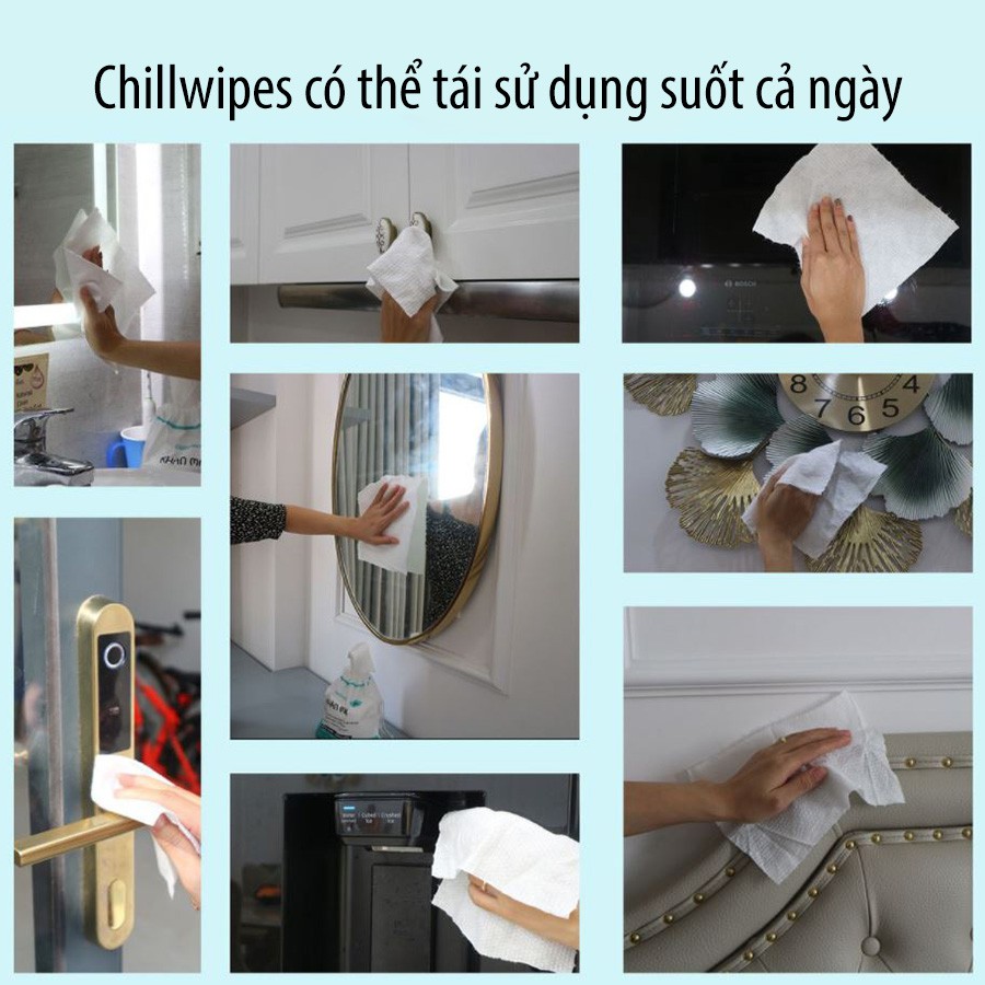 Combo 2 khăn mặt khô Chillwipes lau khô, lau ướt - Khăn tẩy trang, cuộn bông tẩy trang dùng một lần | BigBuy360 - bigbuy360.vn