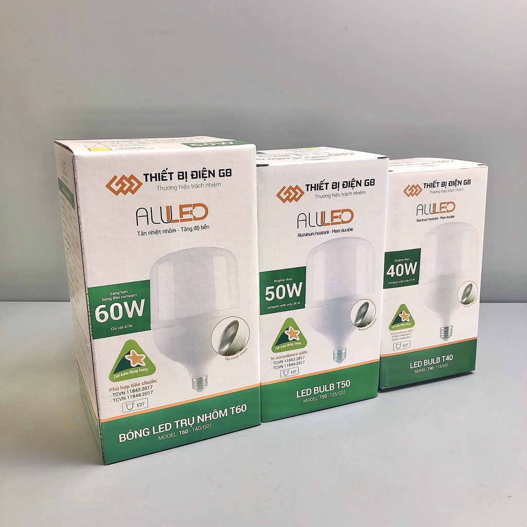 Bóng đèn LED 60W 50W 40W G8 siêu sáng tiết kiệm điên , LED BULB trụ nhôm a/s trắng Bảo hành đổi mới 12 tháng