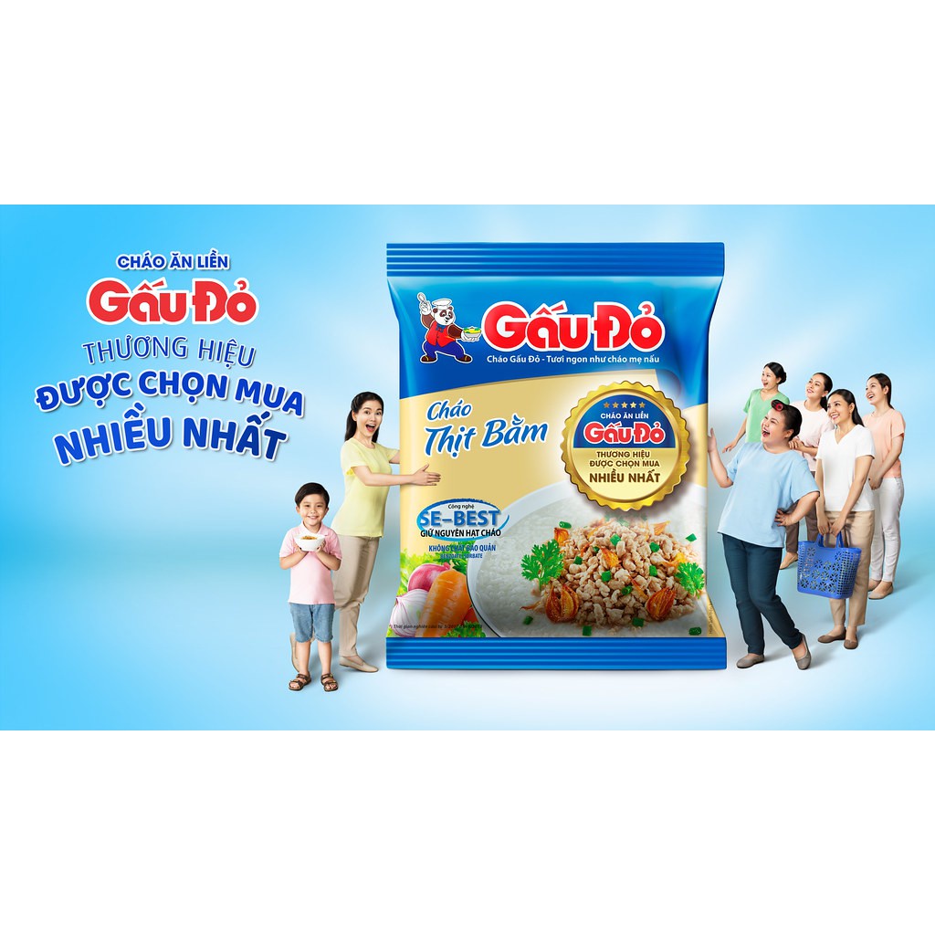 HOT LIKE Thùng Cháo Gấu Đỏ 50 gói x 50g Vị Gà/Thịt Bằm